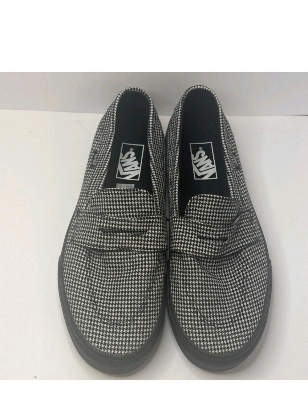 Vans Black & White Houndstooth Slip-On Loafers